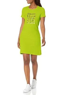 Женское платье-футболка с логотипом Calvin Klein, цвет Limeade, маленький размер