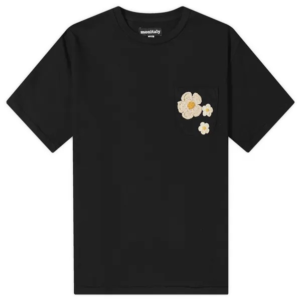Футболка Monitaly Pocket 3 Flower, черный