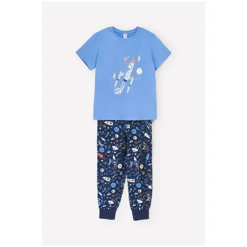 Пижама crockid, манжеты, на резинке, размер 122, голубой