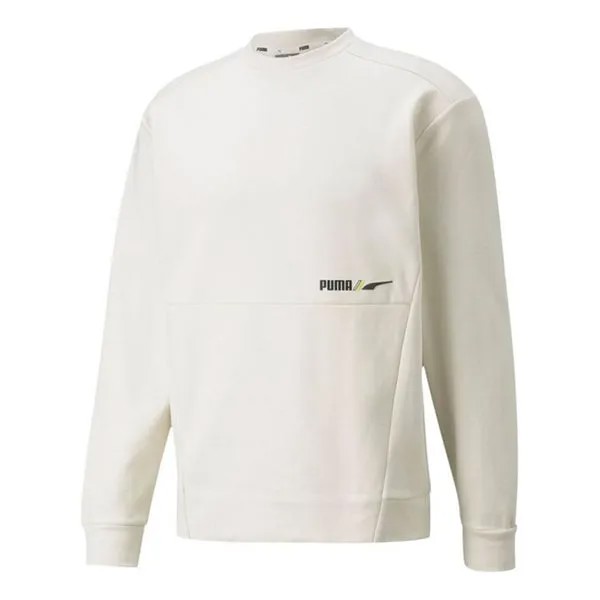 Толстовка Men's PUMA Winterized Crew Logo Solid Color Fleece Lined Sports Knit Round Neck Pullover White, белый
