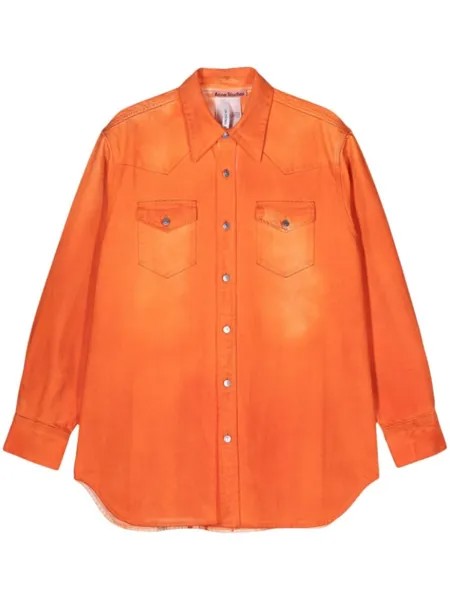 Acne Studios джинсовая рубашка с эффектом потертости, оранжевый