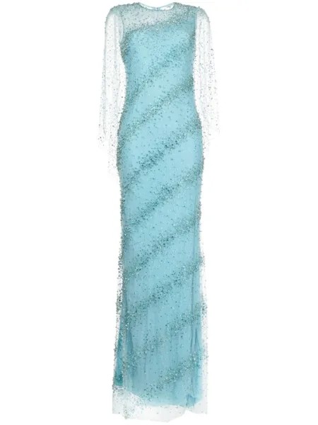 Платье Roya с бисером Jenny Packham, синий