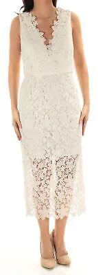 JILL STUART Женское вечернее платье-футляр цвета слоновой кости без рукавов чайной длины Размер: 6