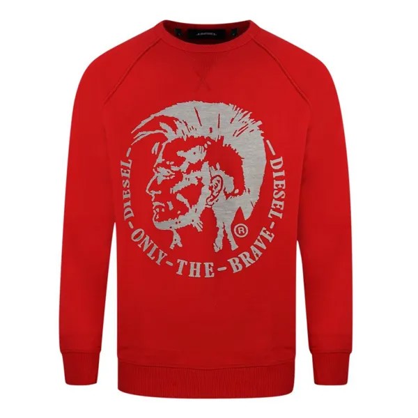 Красный свитер с индийским логотипом S-Orestes-Patch Diesel, красный