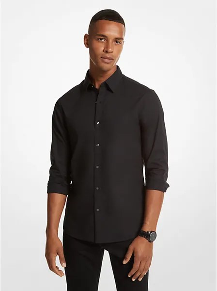 Рубашка приталенного кроя из эластичного хлопка Michael Kors Mens, черный