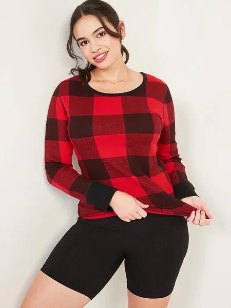 NWT Old Navy Red Buffalo Plaid Термальная вафельная вязаная футболка Женская футболка MLXL2