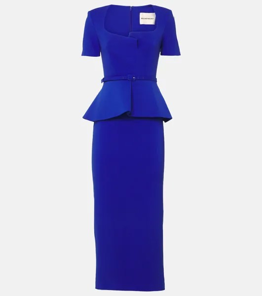 Платье миди из шелка и шерсти с баской Roland Mouret, синий
