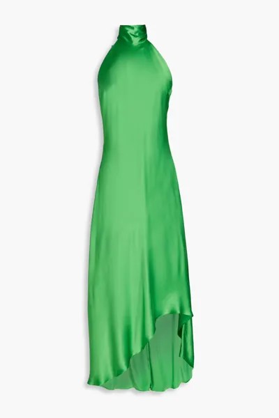 Платье макси из шелкового шармеза с вырезом халтер Frame, зеленый