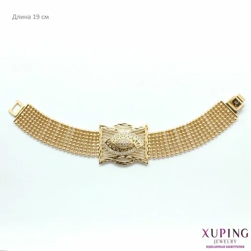 Браслет XUPING JEWELRY, фианит, размер 19 см, золотистый