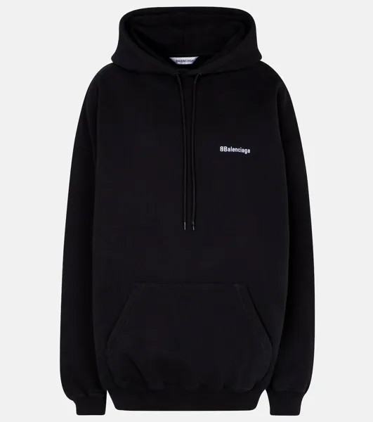 Худи с логотипом из хлопка BALENCIAGA, черный