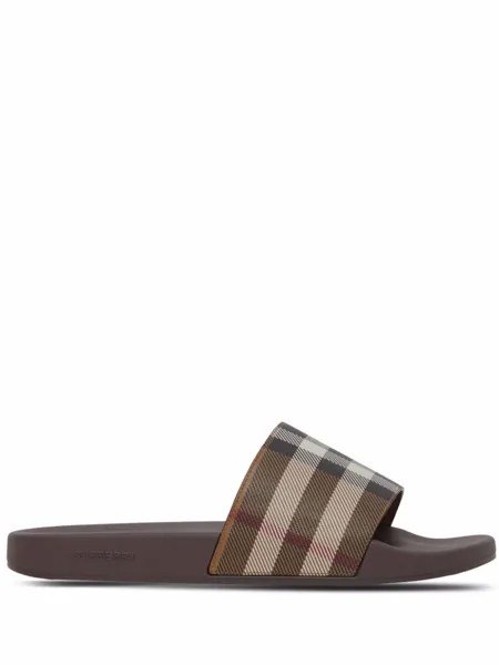 Burberry шлепанцы в клетку, коричневый