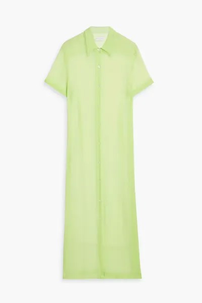 Платье-рубашка миди из шелкового крепона Dries Van Noten, светло-зеленый