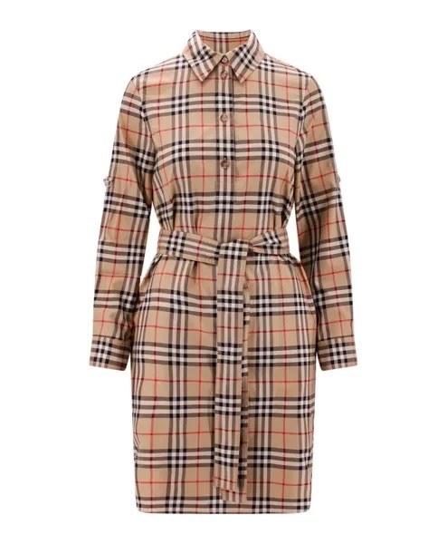 Платье Сорочка из органического хлопка в винтажную клетку Burberry, бежевый