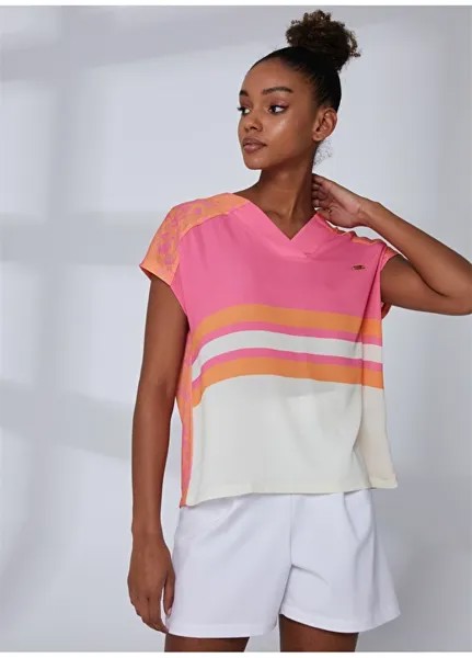 Розовая женская футболка с круглым вырезом с рисунком U.S. Polo Assn.