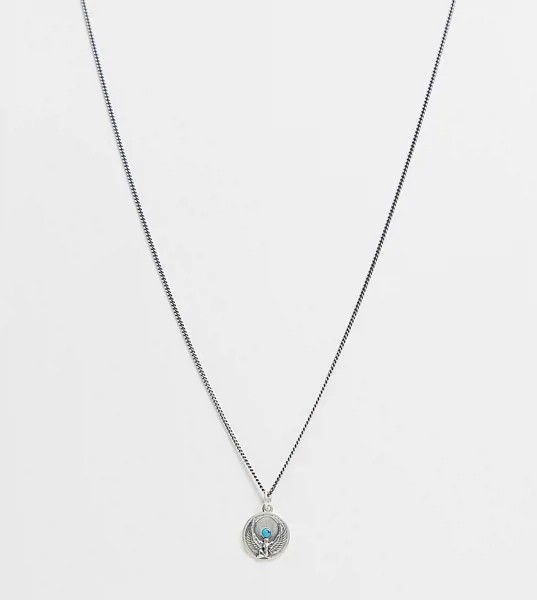 Серебряное ожерелье с круглой подвеской в виде египетской богини Хатхор Serge DeNimes-Серебряный
