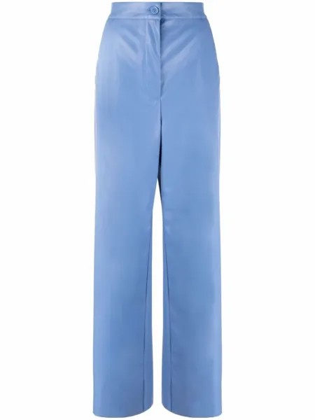 MM6 Maison Margiela прямые брюки из искусственной кожи, синий