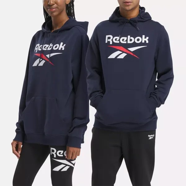 Флисовый пуловер с логотипом Identity Reebok, военно-морской