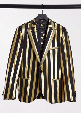 Черный пиджак с золотистыми полосами Twisted Tailor-Золотой