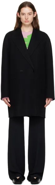 Черное двубортное пальто Jil Sander