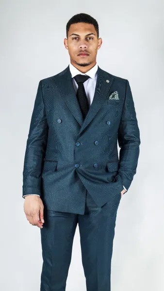 Классический двубортный костюм-двойка TruClothing, зеленый