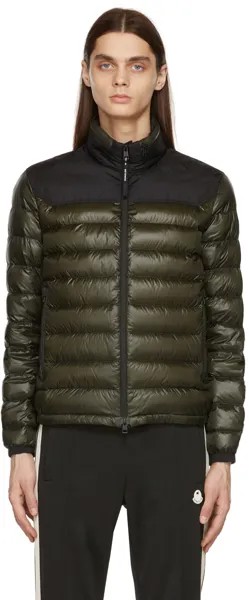 Серебряный пуховик цвета хаки Moncler