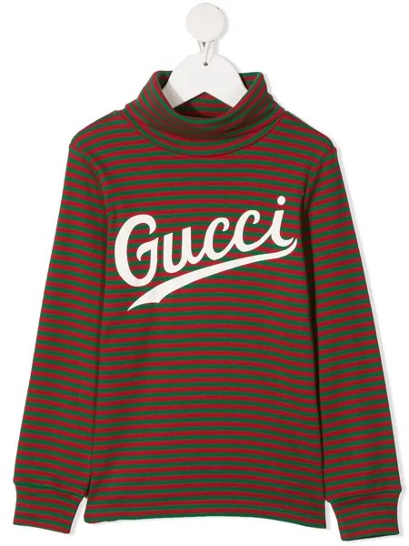 Gucci Kids полосатый топ с логотипом