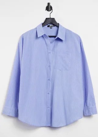 Голубая oversized-рубашка в тонкую полоску Missguided-Голубой