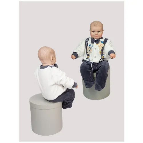 Комбинезон picola baby, закрытая стопа, размер 3-6, белый, серый