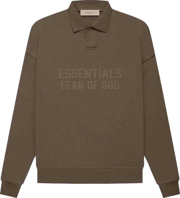 Лонгслив Fear of God Essentials Long-Sleeve Polo 'Wood', коричневый