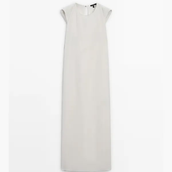 Платье Massimo Dutti Midi With Criss-cross Detail At The Back, белый