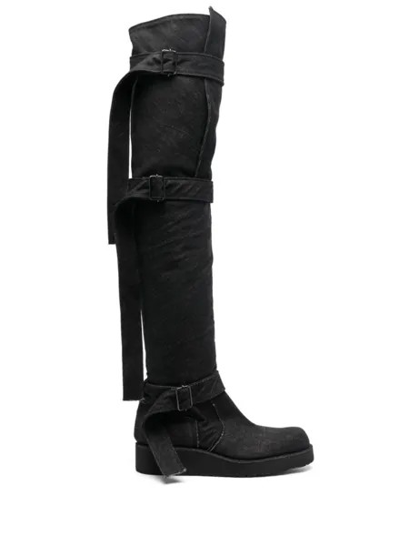 Yohji Yamamoto сапоги с пряжками, черный