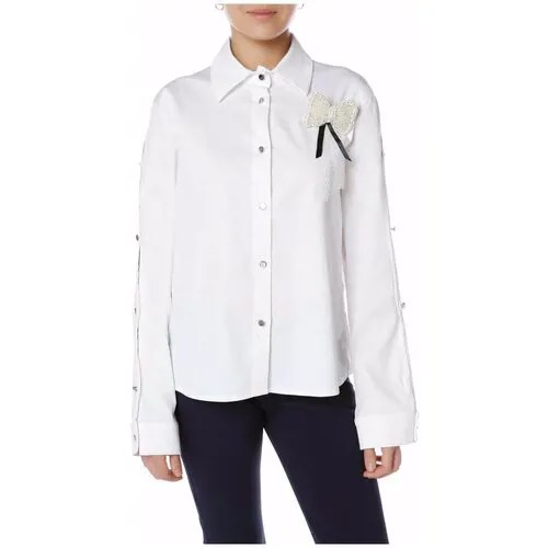 Рубашка  JOLEEN, прямой силуэт, длинный рукав, без карманов, однотонная, размер 42(S), белый