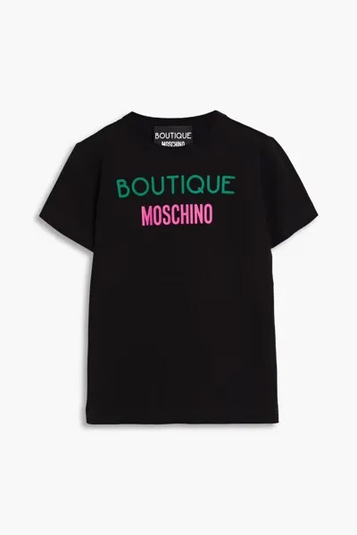 Футболка из хлопкового джерси с логотипом Boutique Moschino, черный