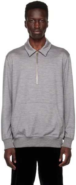 Серая футболка-поло с полосатым швом Paul Smith