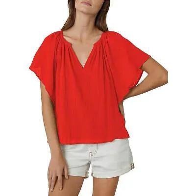 Красная плиссированная блузка женская VELVET BY GRAHAM - SPENCER Ashlyn, рубашка L BHFO 1233