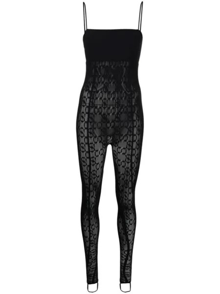 Wolford прозрачный комбинезон с узором из коллаборации с Simkhai, черный