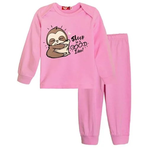 Пижама Let's Go для девочек, брюки, размер 74, розовый