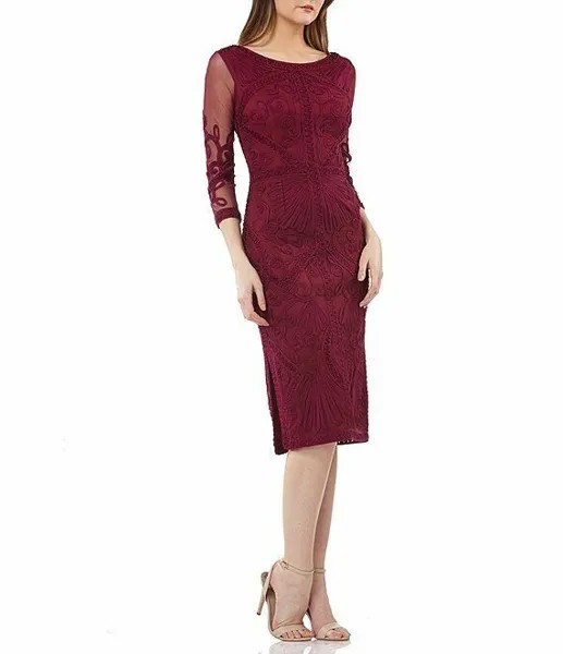 JS COLLECTIONS Кружевное платье миди цвета фуксии розового цвета с сутажной лентой и аппликацией 10 США