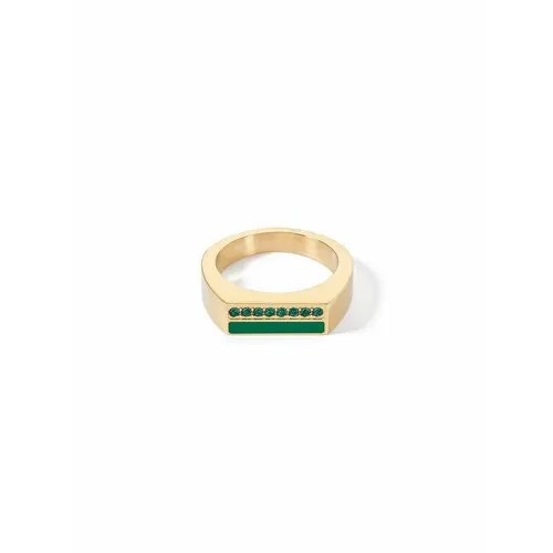 Кольцо Coeur de Lion, эмаль, кристалл, размер 17.2, зеленый