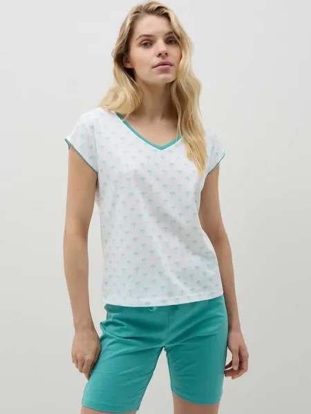 Короткая пижама с принтом ладоней Ovs, цвет white/green