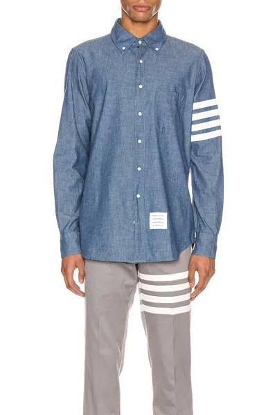 Рубашка Thom Browne Straight Fit Button Down Long Sleeve, синий