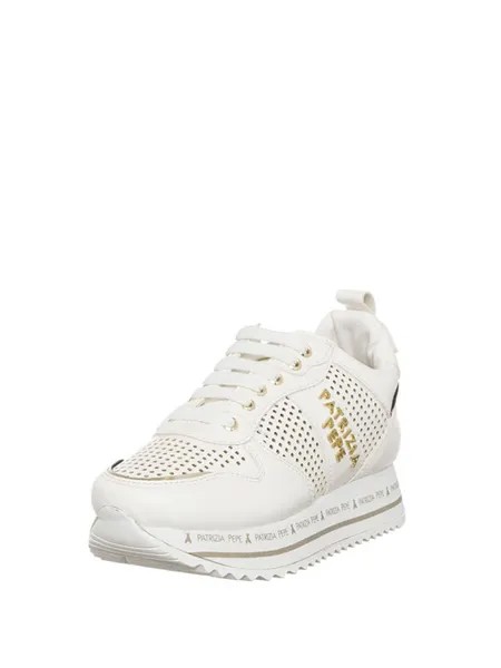 Кроссовки на шнуровке Patrizia Pepe, цвет gold/creme