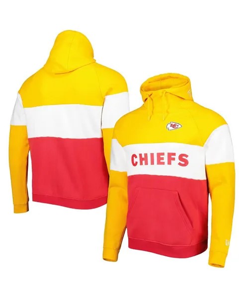 Мужской красно-золотой пуловер с капюшоном Kansas City Chiefs Colorblock Current New Era