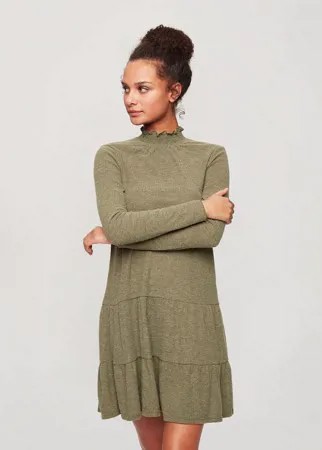 Ярусное платье с присборенной юбкой цвета хаки Miss Selfridge-Зеленый цвет