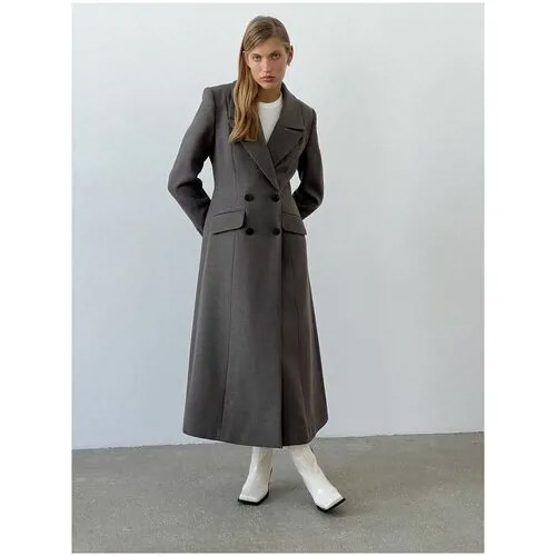 Пальто  Lesyanebo демисезонное, силуэт прилегающий, средней длины, размер XS, серый