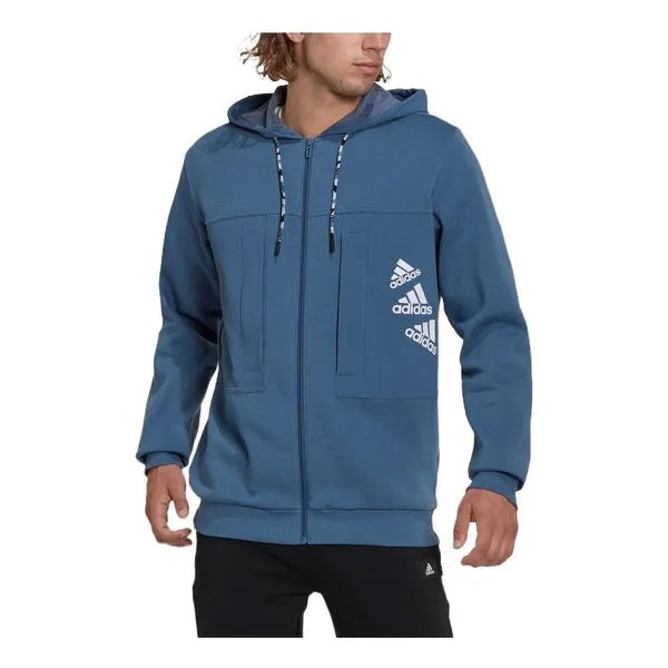 Куртка Adidas Essentials BrandLove Fleece Full-Zip Hoodie 'Blue', синий