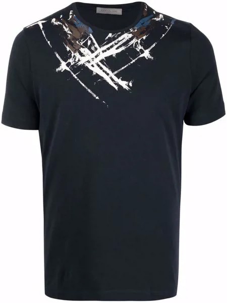 Corneliani paint splatter-collar T-shirt