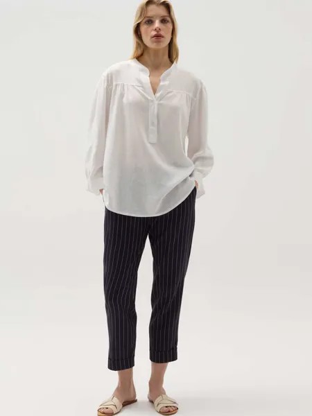 Укороченные брюки-сигареты в тонкую полоску Hybrid, цвет navy blue