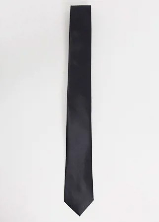 Черный однотонный атласный галстук Gianni Feraud-Черный цвет
