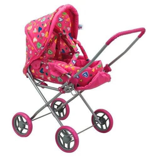 Коляска-трансформер Buggy Boom Mixy (8029) розовый/разноцветные сердечки